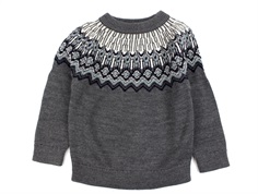 FUB grey melange fair isle sweater merinould